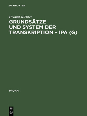 cover image of Grundsätze und System der Transkription – IPA (G)